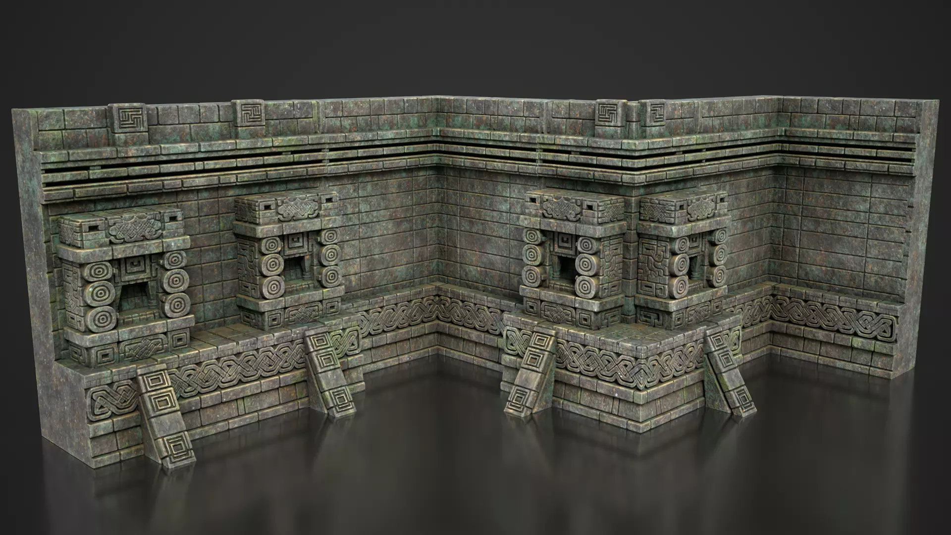 Mayan Temple Wall Modulars 09 250726 Low-poly 3D model_1