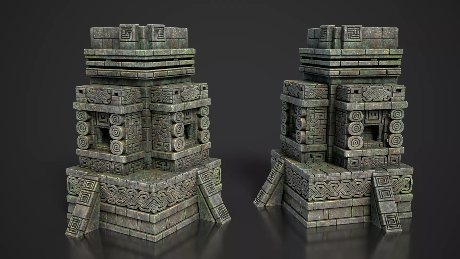 Mayan Temple Wall Modulars 09 250726 Low-poly 3D model_4