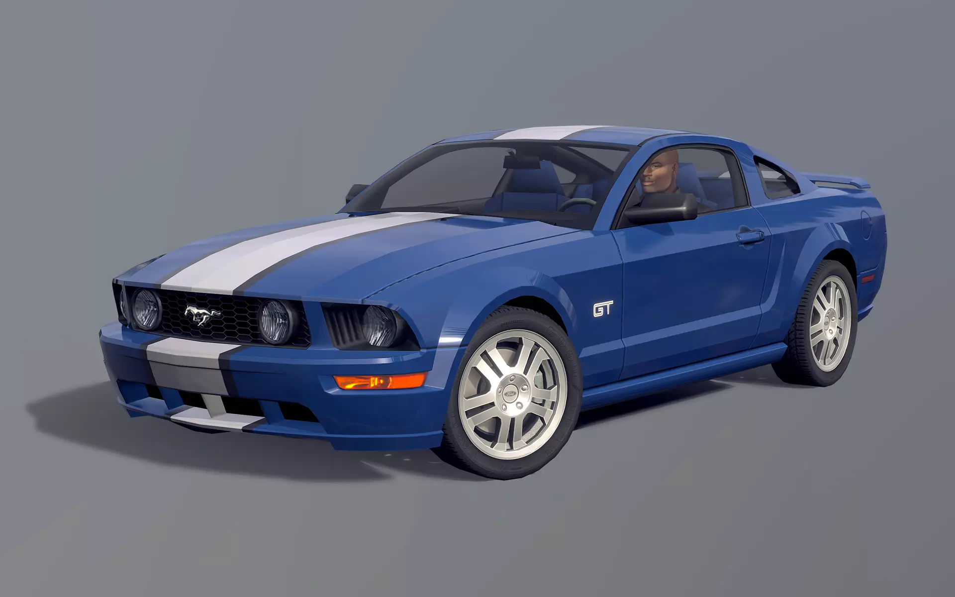 2005 Ford Mustang GT Low-poly 3D model_0