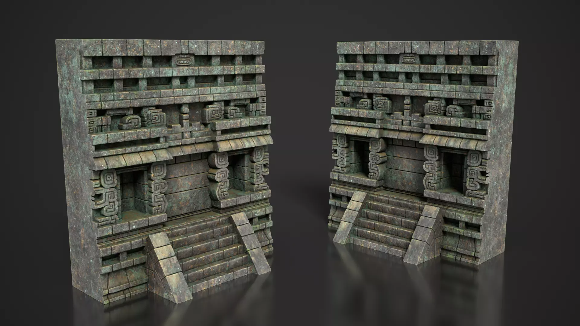 Mayan Temple Wall Modulars 08 250726 Low-poly 3D model_3