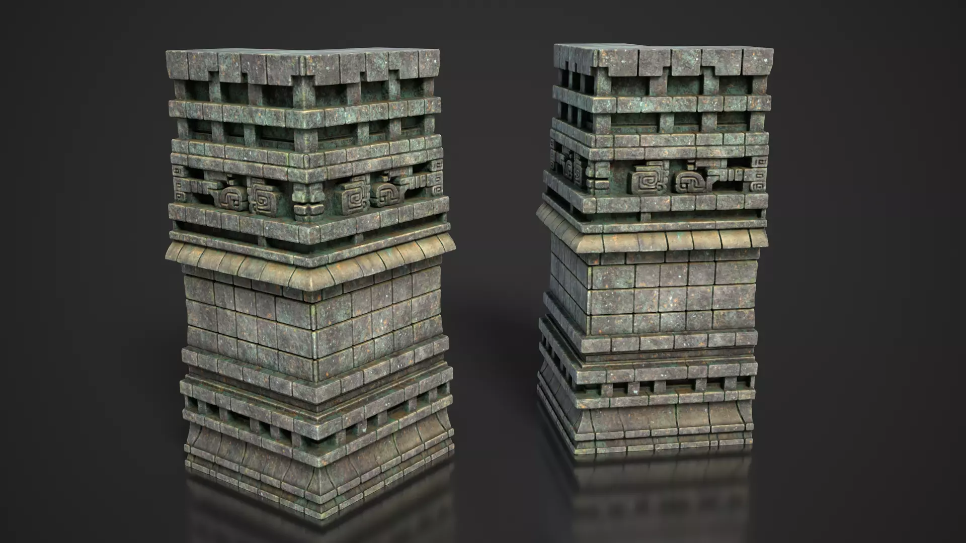 Mayan Temple Wall Modulars 08 250726 Low-poly 3D model_4