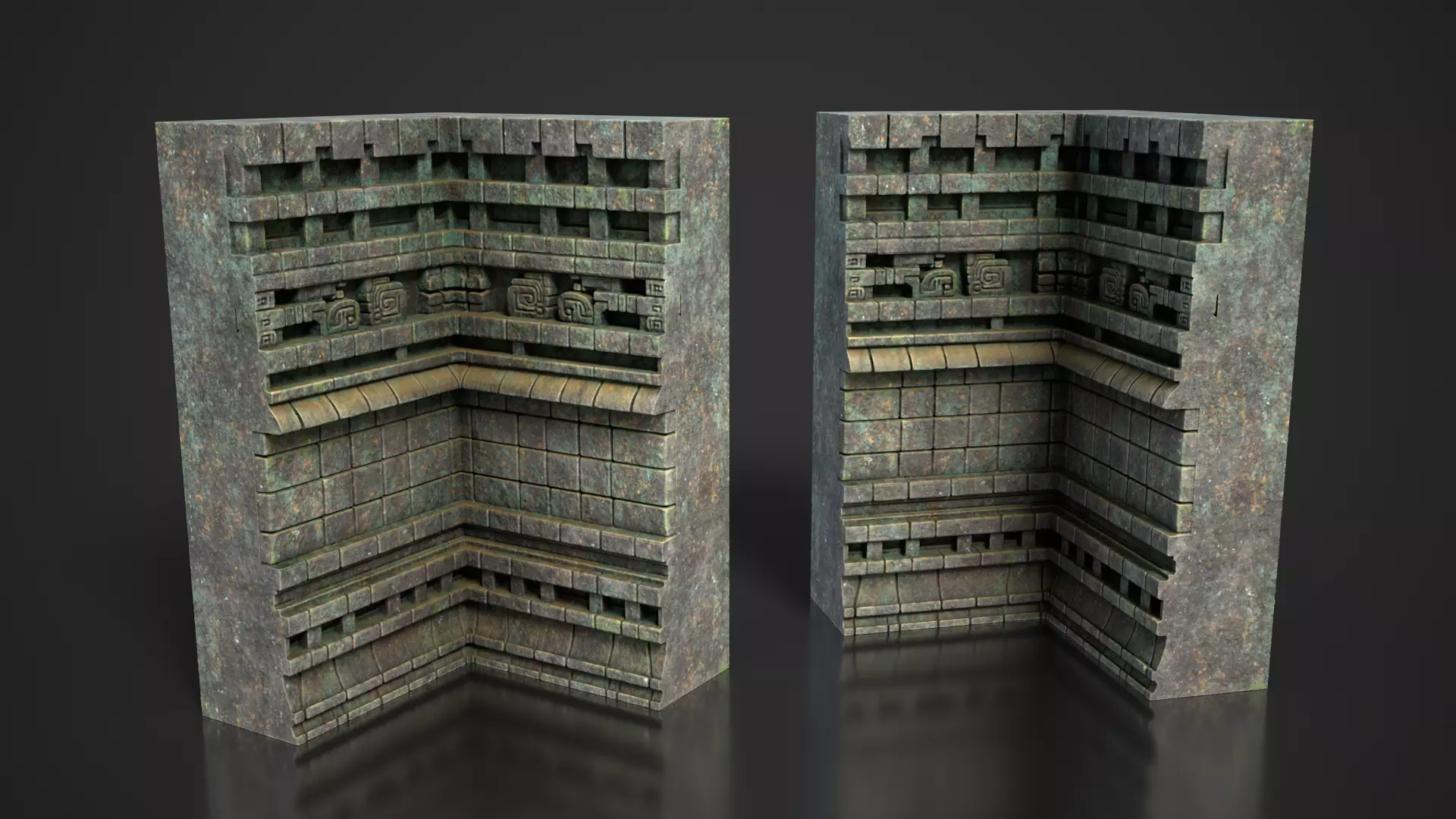 Mayan Temple Wall Modulars 08 250726 Low-poly 3D model_5
