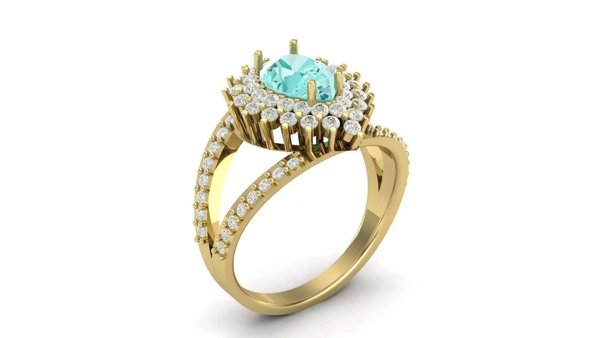 Pedra Gota com aro cravejado 3D print model_1