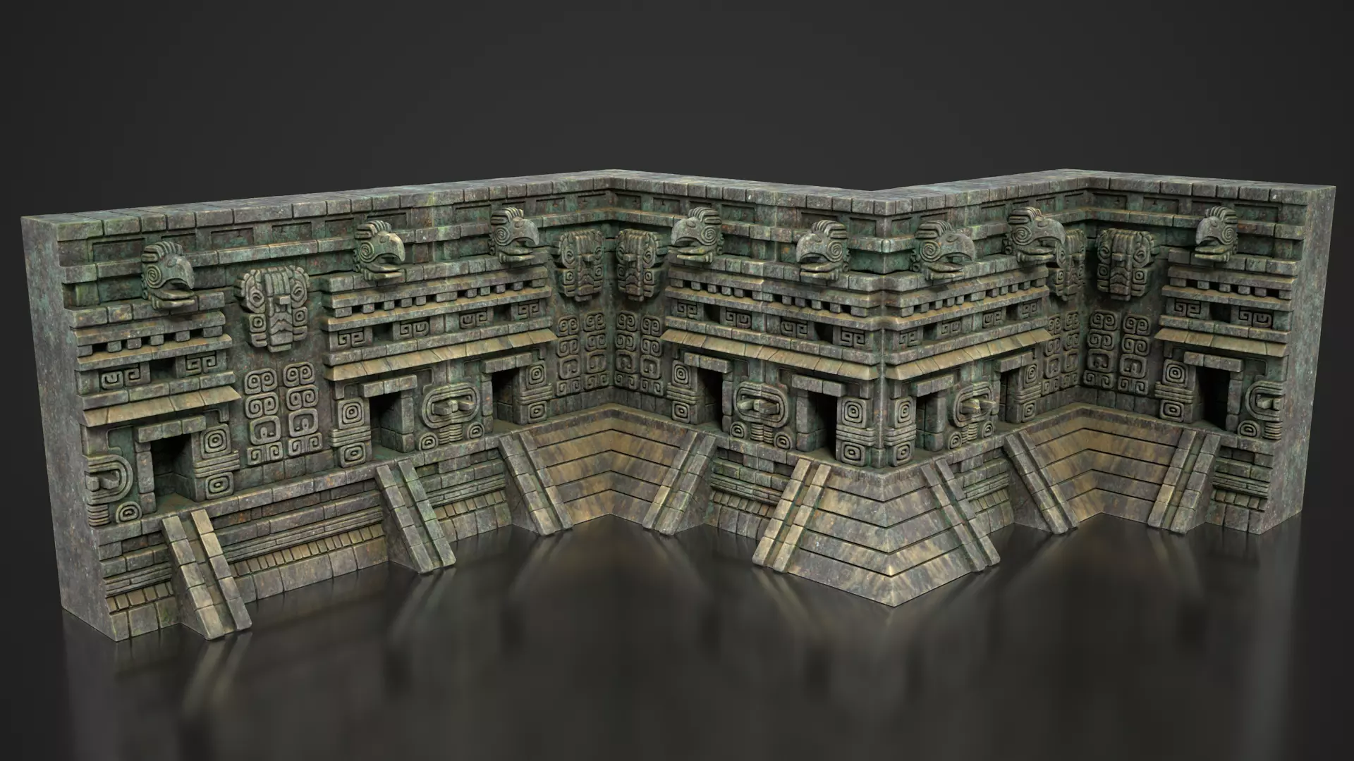 Mayan Temple Wall Modulars 07 250726 Low-poly 3D model_1