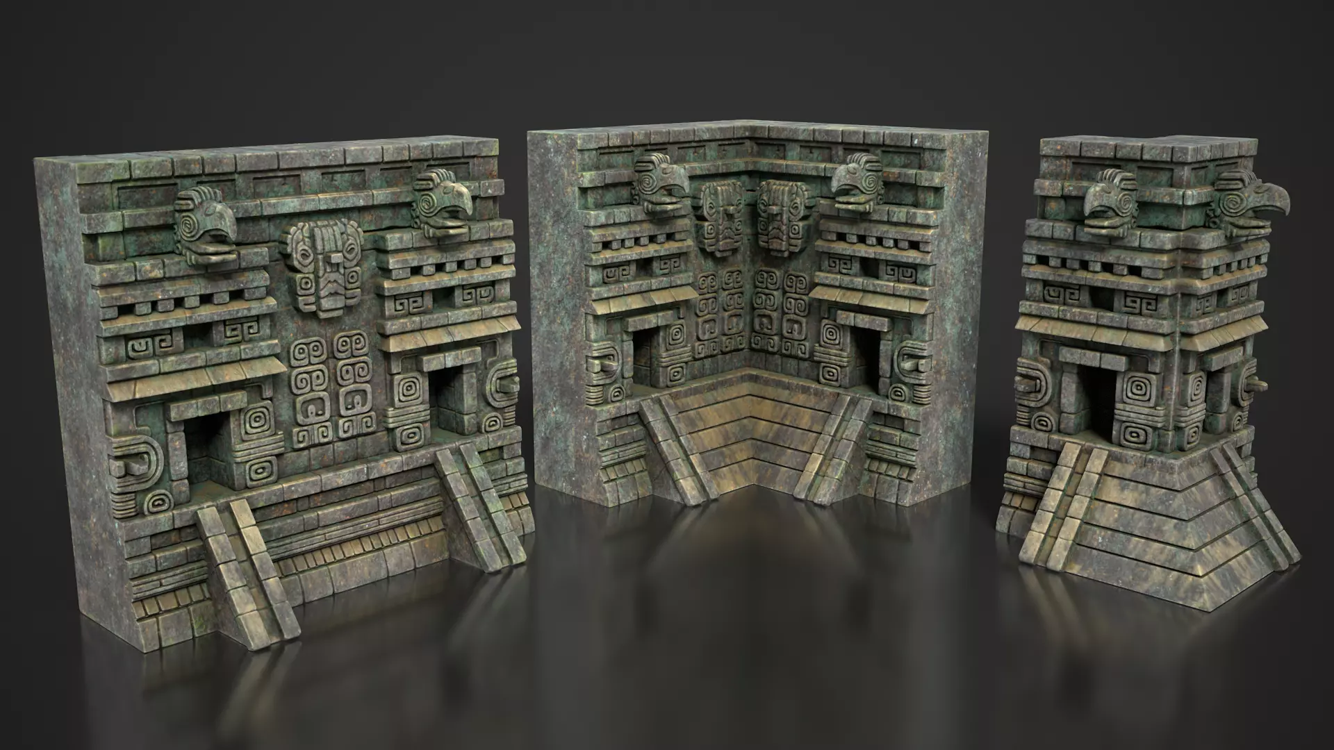 Mayan Temple Wall Modulars 07 250726 Low-poly 3D model_2