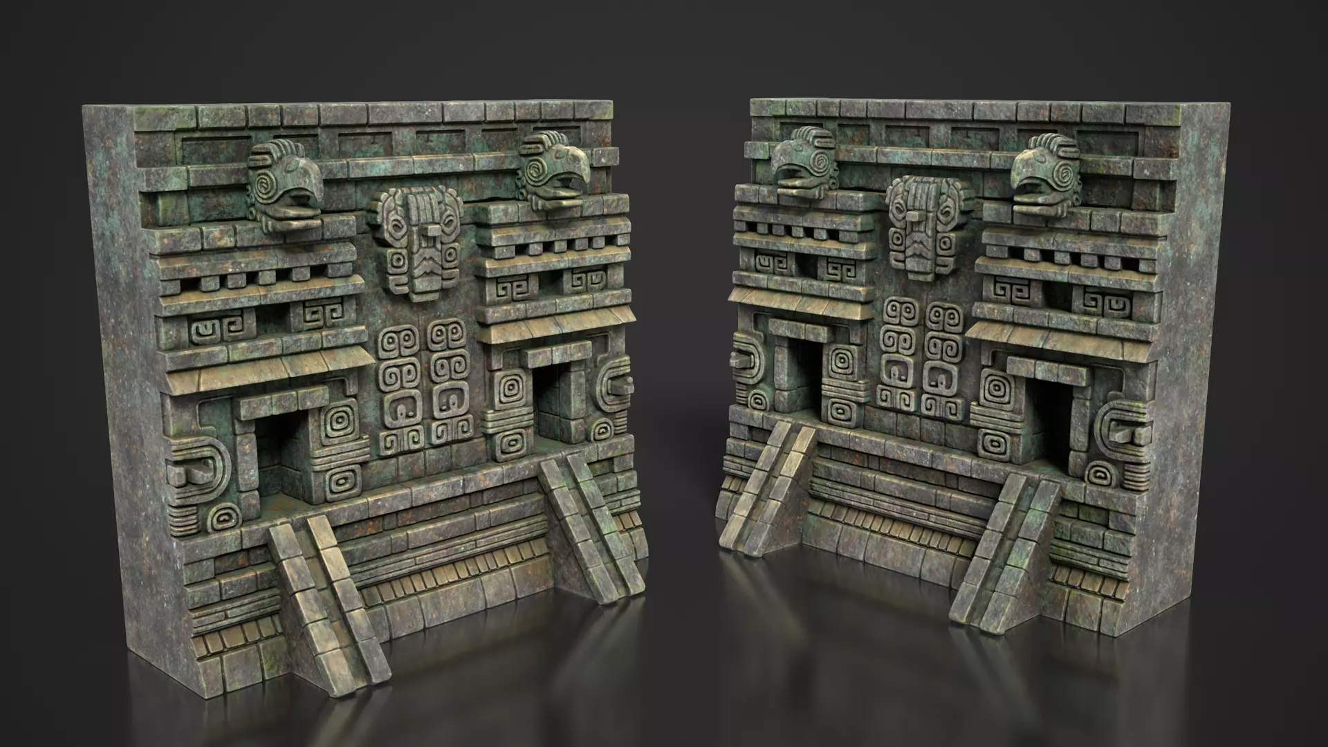 Mayan Temple Wall Modulars 07 250726 Low-poly 3D model_3