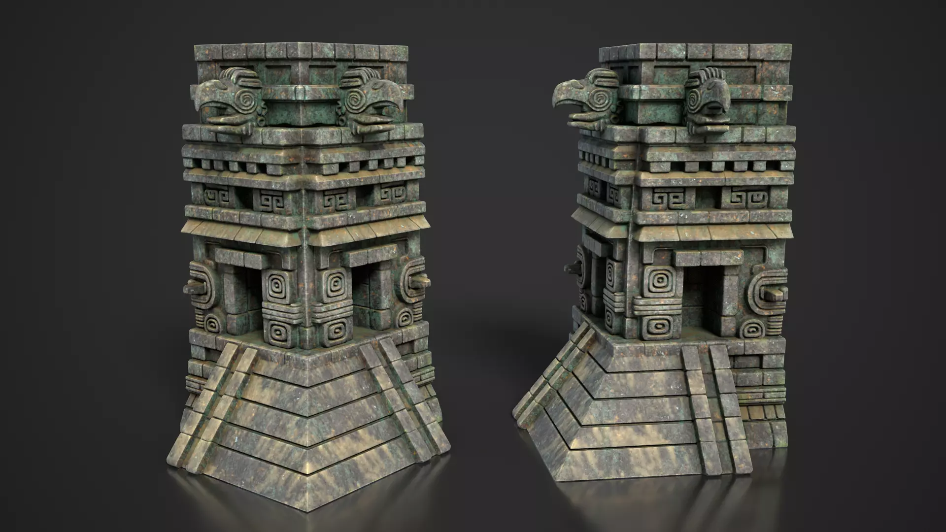 Mayan Temple Wall Modulars 07 250726 Low-poly 3D model_4