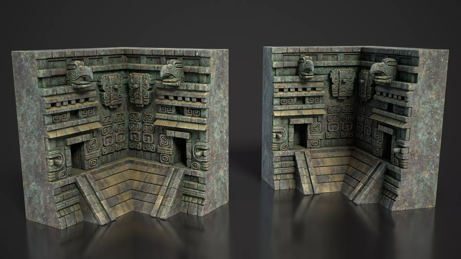 Mayan Temple Wall Modulars 07 250726 Low-poly 3D model_5