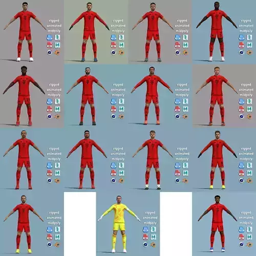 Bayern Munich Squad 24-25 15 players 3D Model Collection