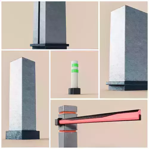 5 different Street Bollards 3D Model Collection