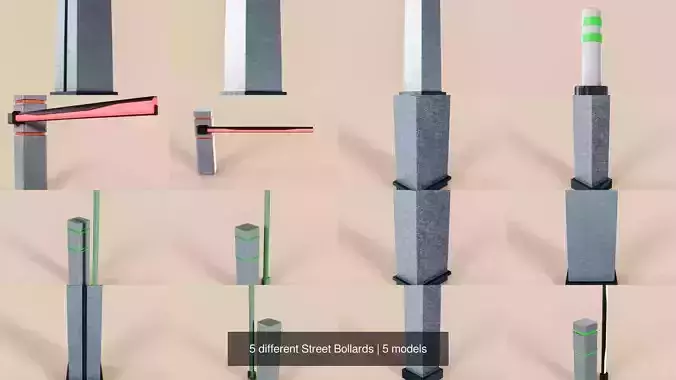 5 different Street Bollards