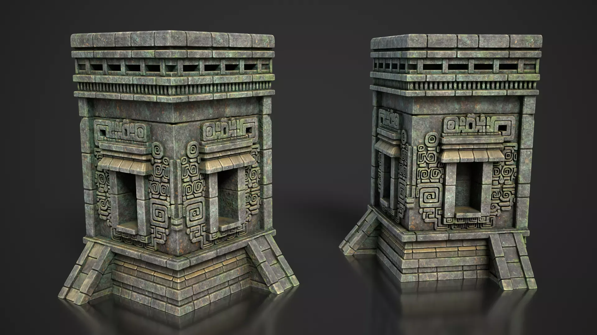 Mayan Temple Wall Modulars 06 250726 Low-poly 3D model_4