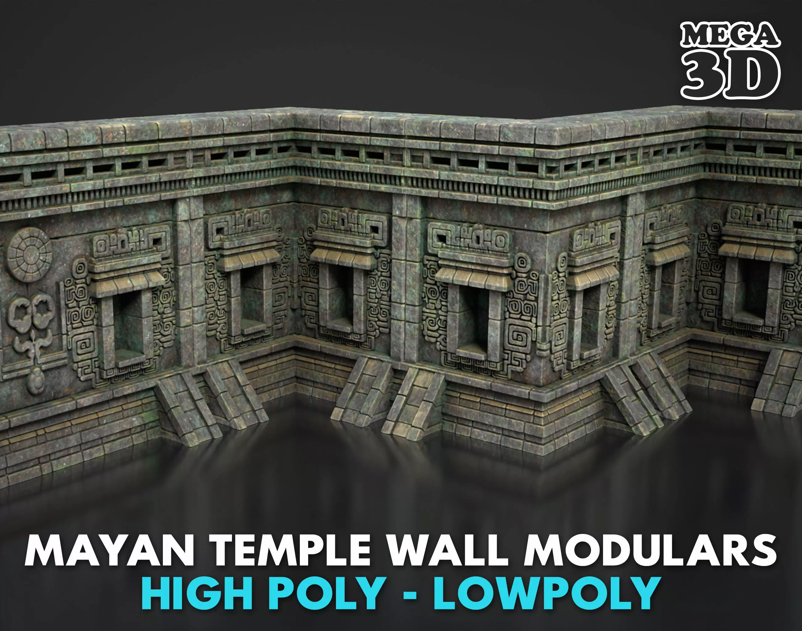 Mayan Temple Wall Modulars 06 250726 Low-poly 3D model_0