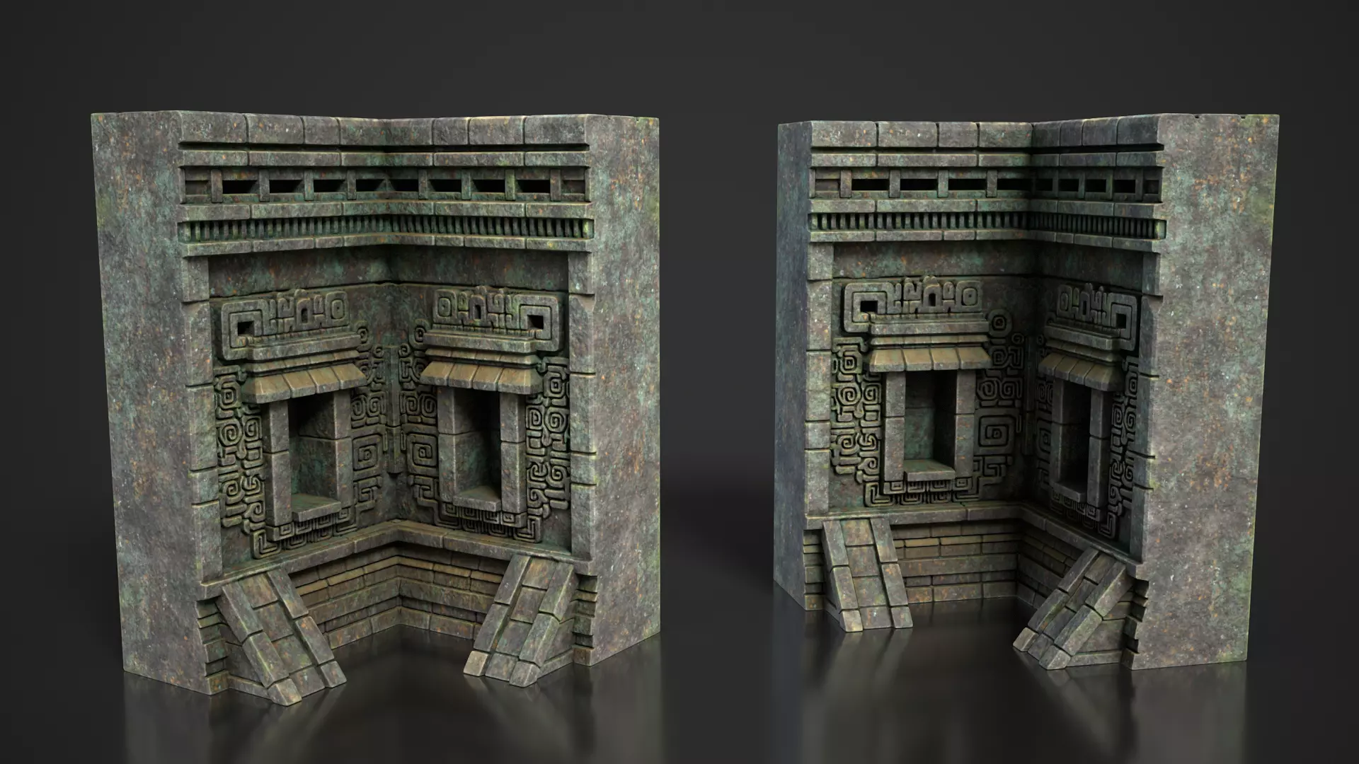 Mayan Temple Wall Modulars 06 250726 Low-poly 3D model_5