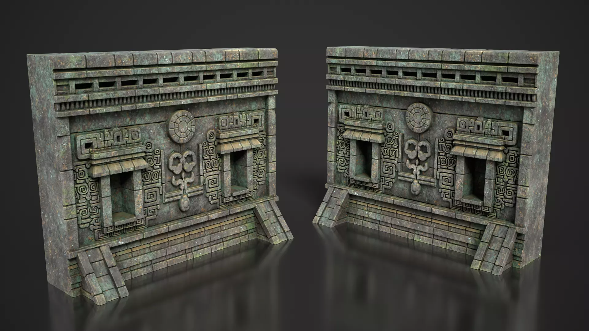 Mayan Temple Wall Modulars 06 250726 Low-poly 3D model_3