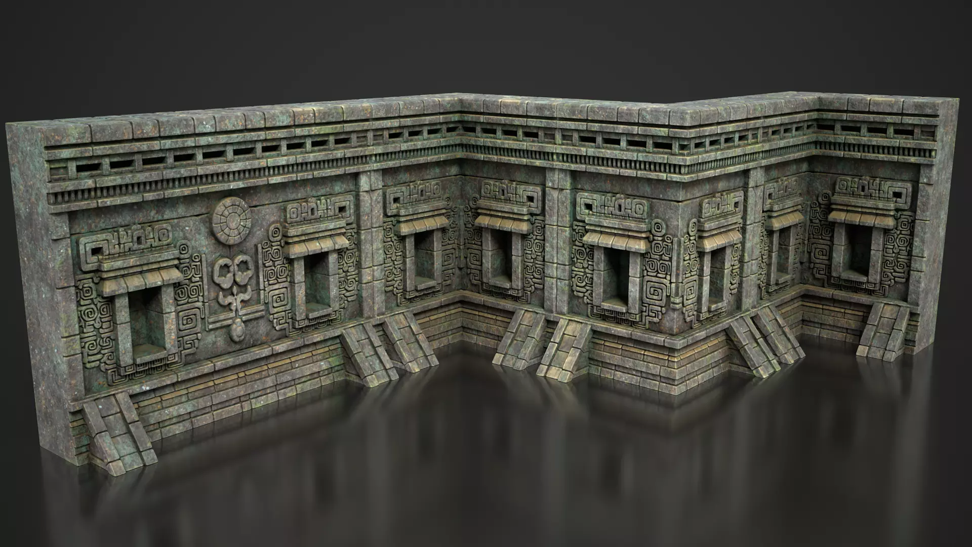Mayan Temple Wall Modulars 06 250726 Low-poly 3D model_1