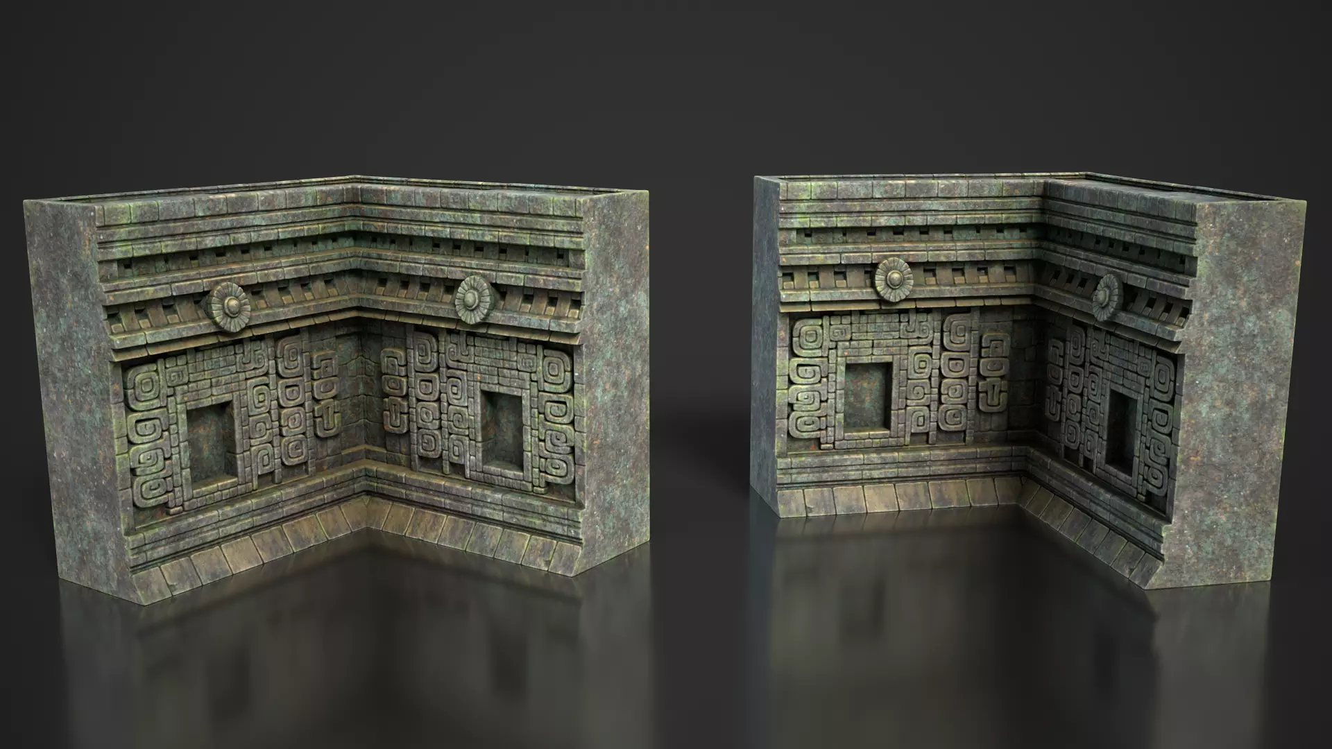 Mayan Temple Wall Modulars 05 250726 Low-poly 3D model_5