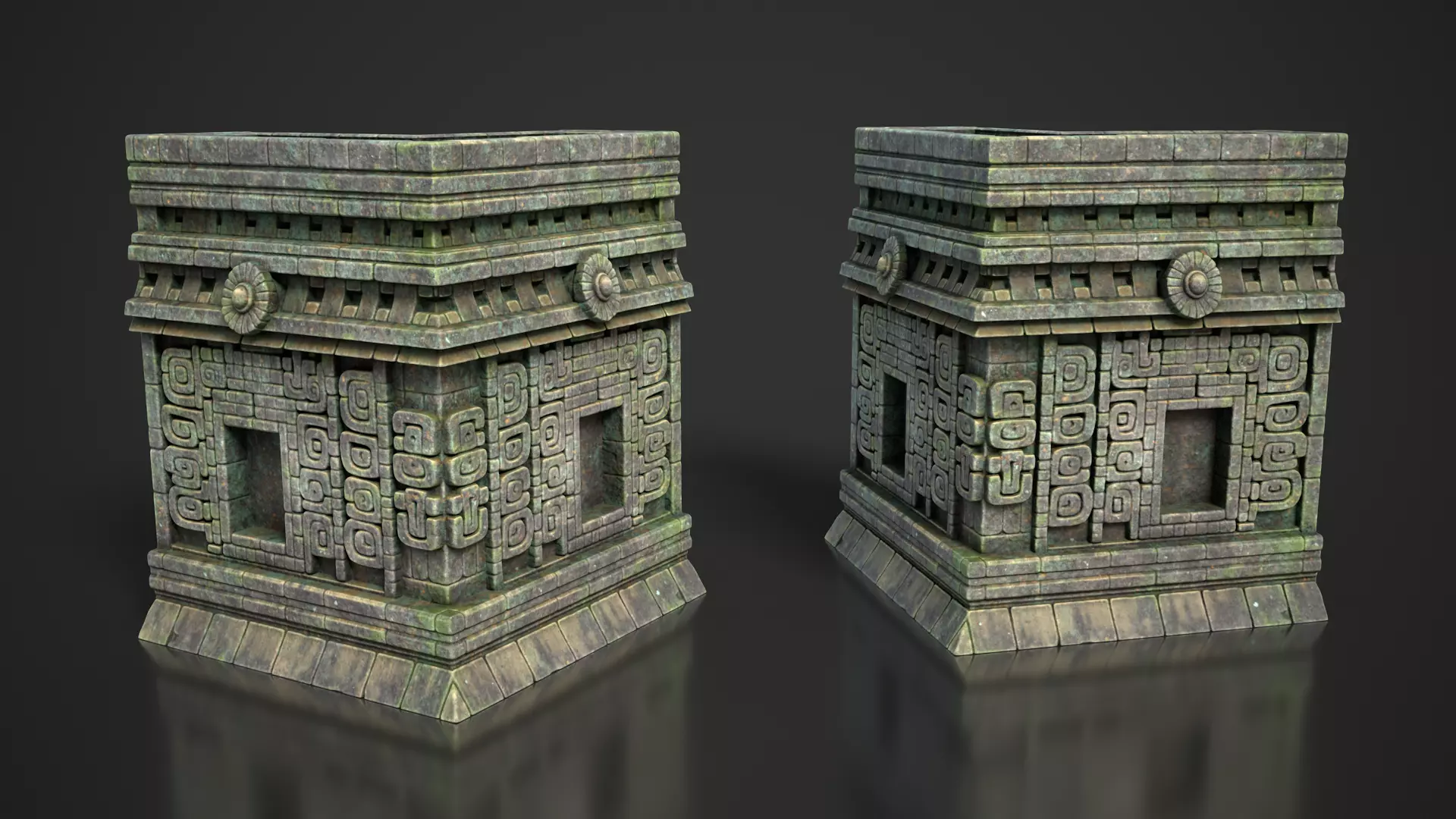 Mayan Temple Wall Modulars 05 250726 Low-poly 3D model_4