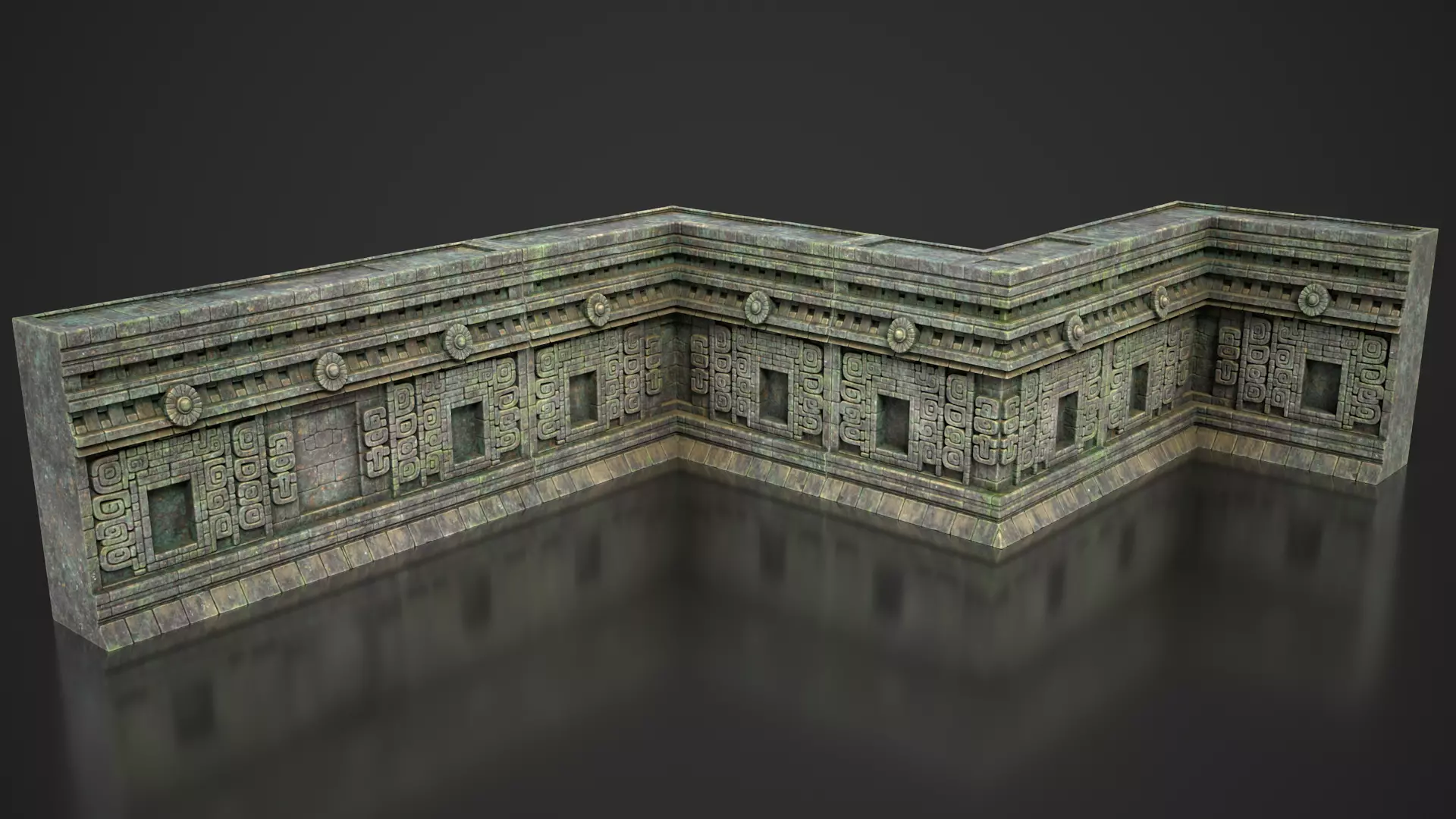 Mayan Temple Wall Modulars 05 250726 Low-poly 3D model_1