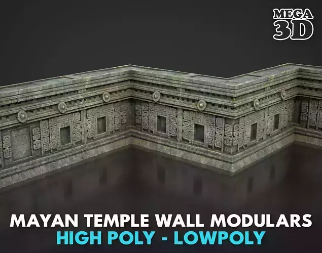 Mayan Temple Wall Modulars 05 250726 Low-poly 3D model