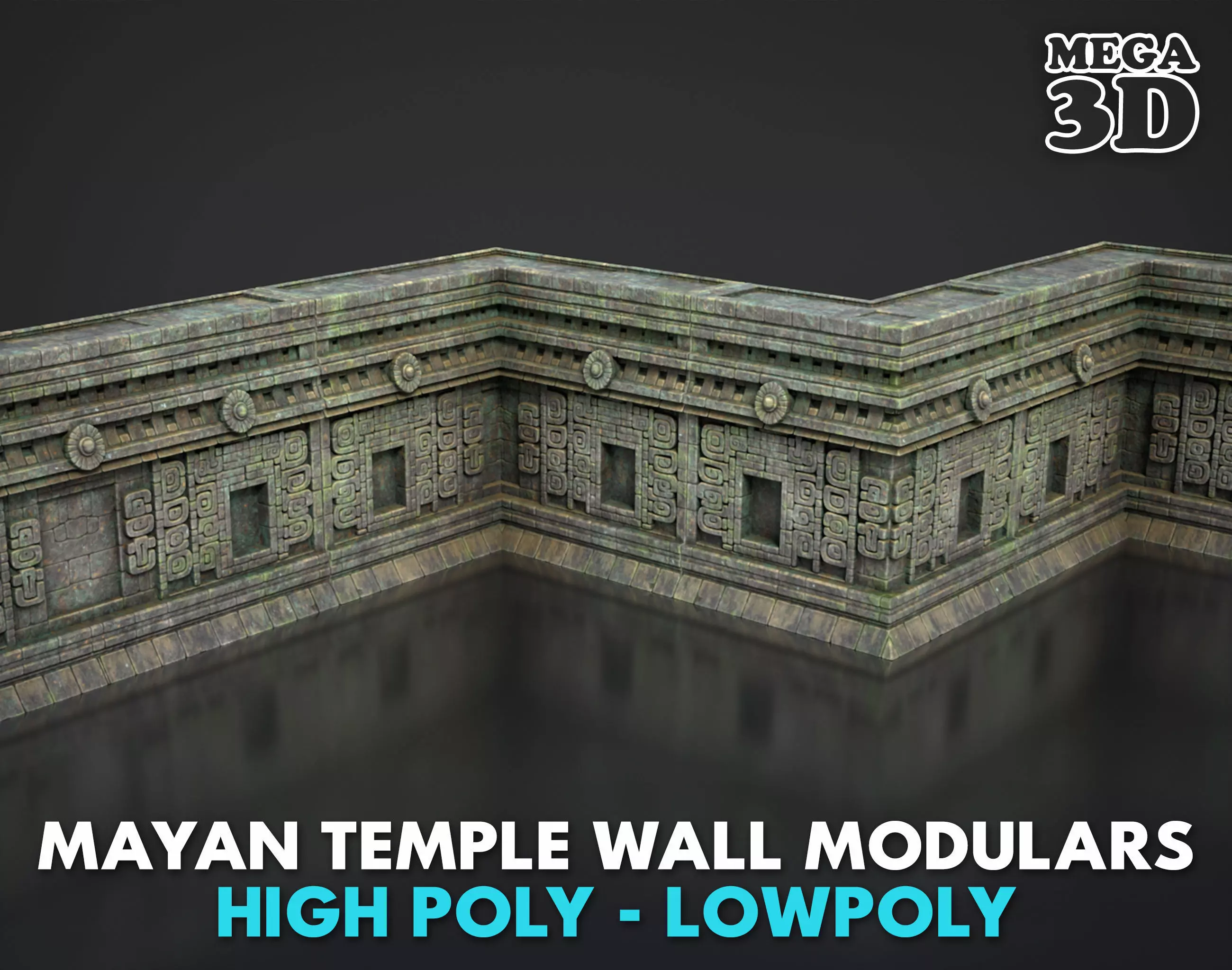 Mayan Temple Wall Modulars 05 250726 Low-poly 3D model_0