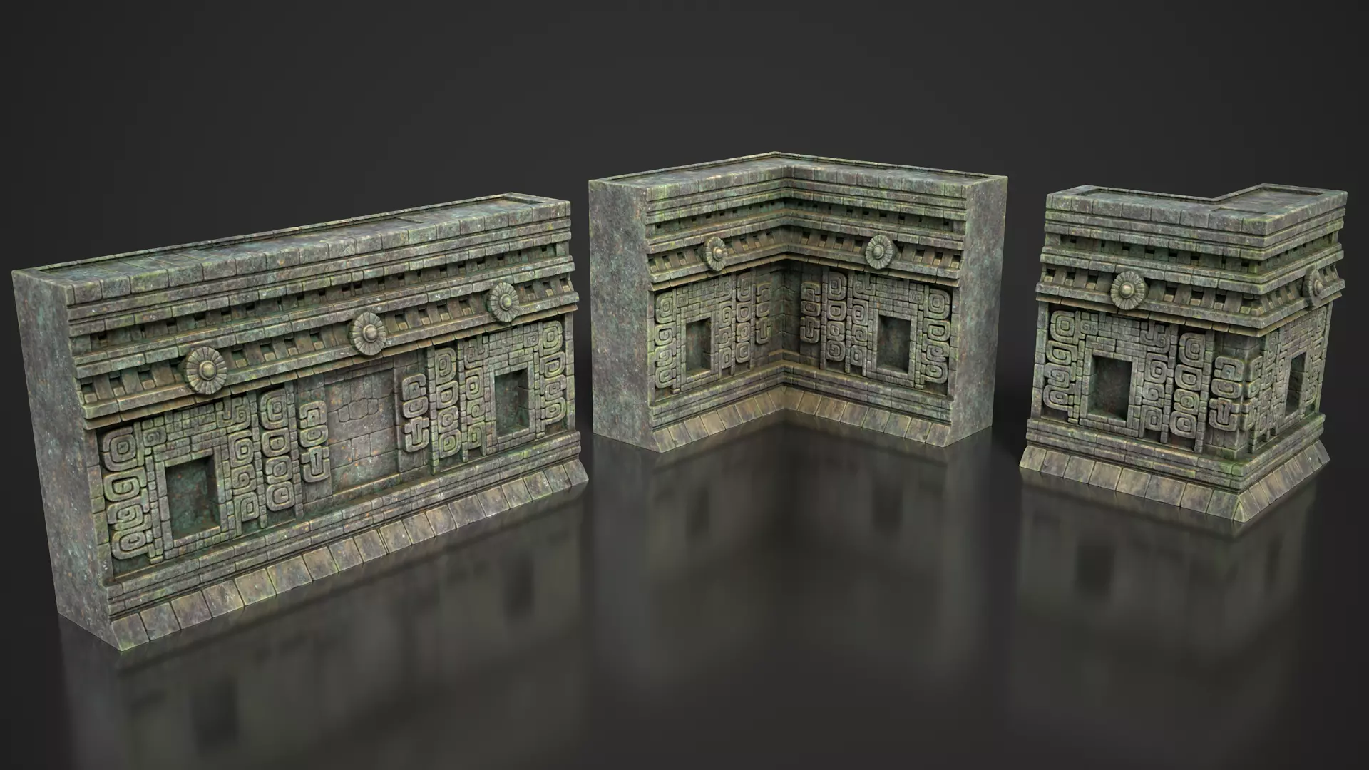 Mayan Temple Wall Modulars 05 250726 Low-poly 3D model_2