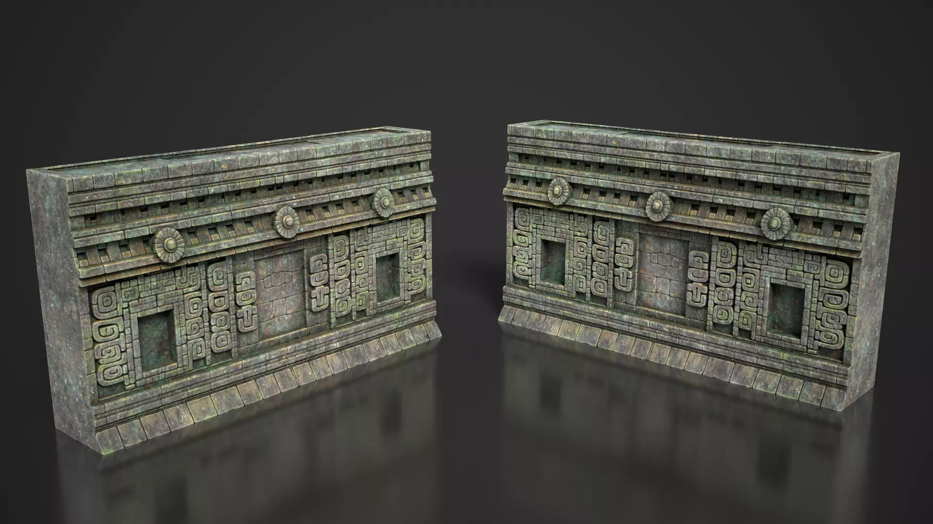 Mayan Temple Wall Modulars 05 250726 Low-poly 3D model_3