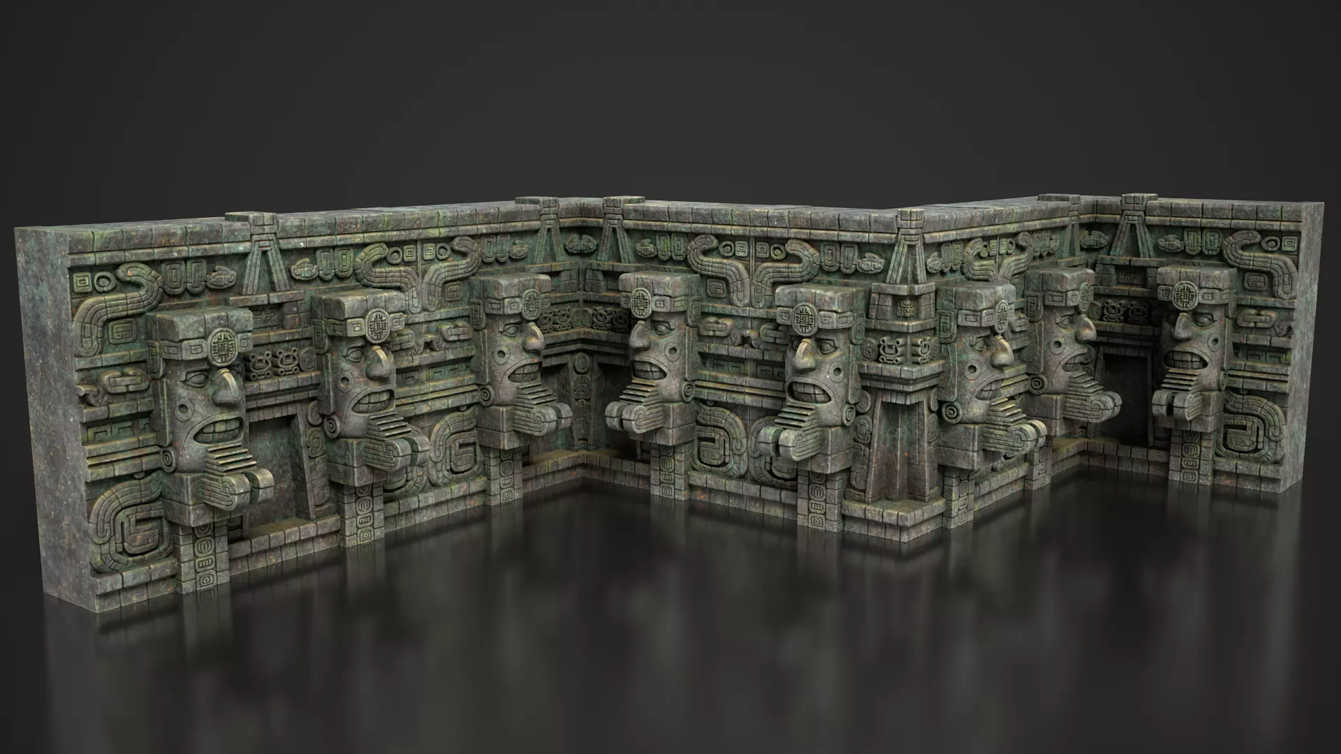 Mayan Temple Wall Modulars 04 250726 Low-poly 3D model_1
