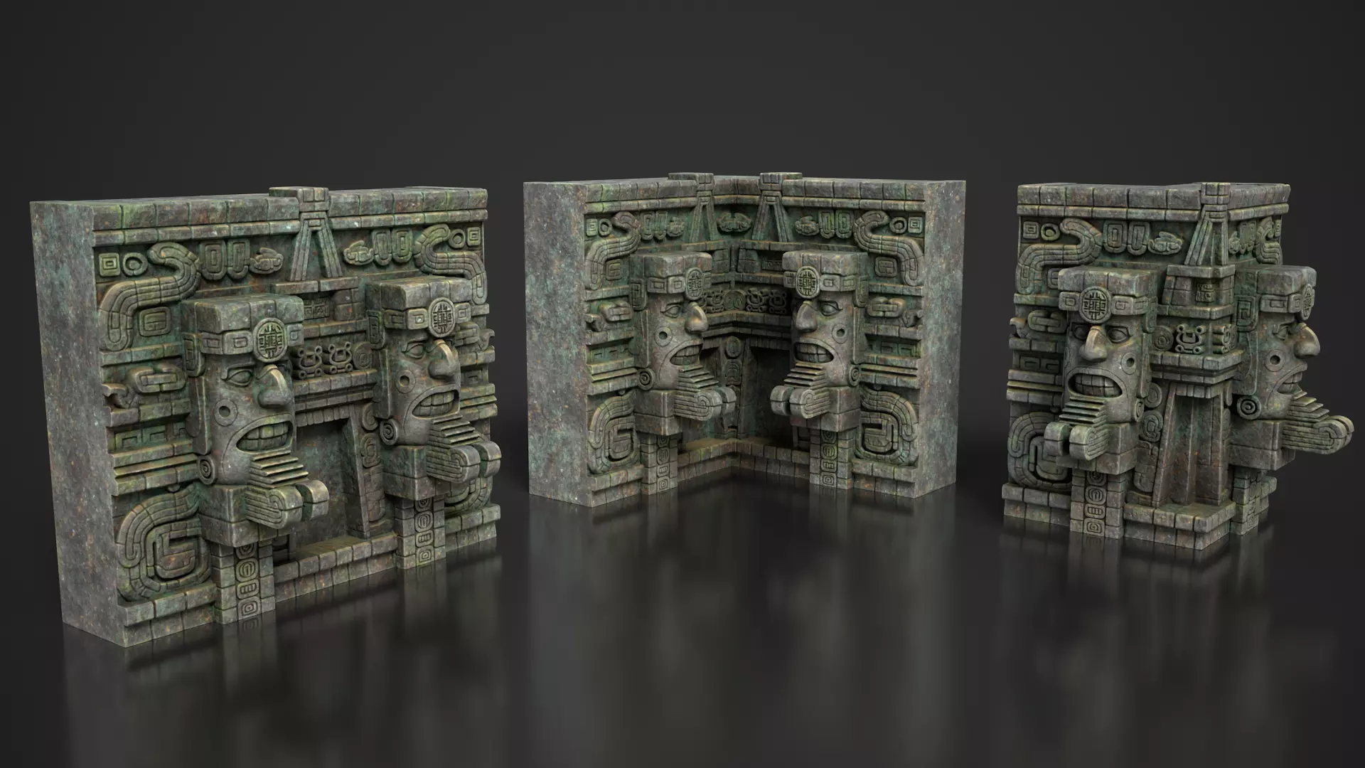 Mayan Temple Wall Modulars 04 250726 Low-poly 3D model_2