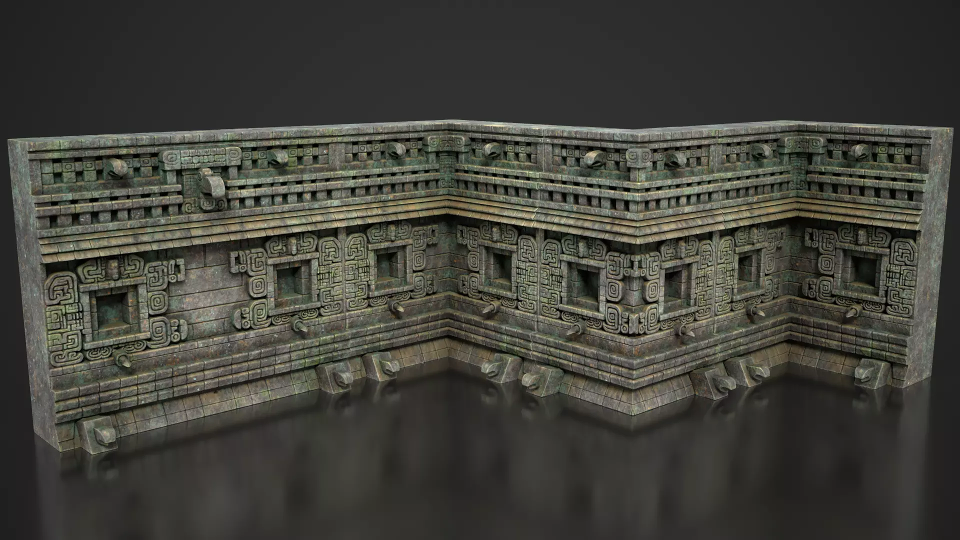 Mayan Temple Wall Modulars 03 250726 Low-poly 3D model_1