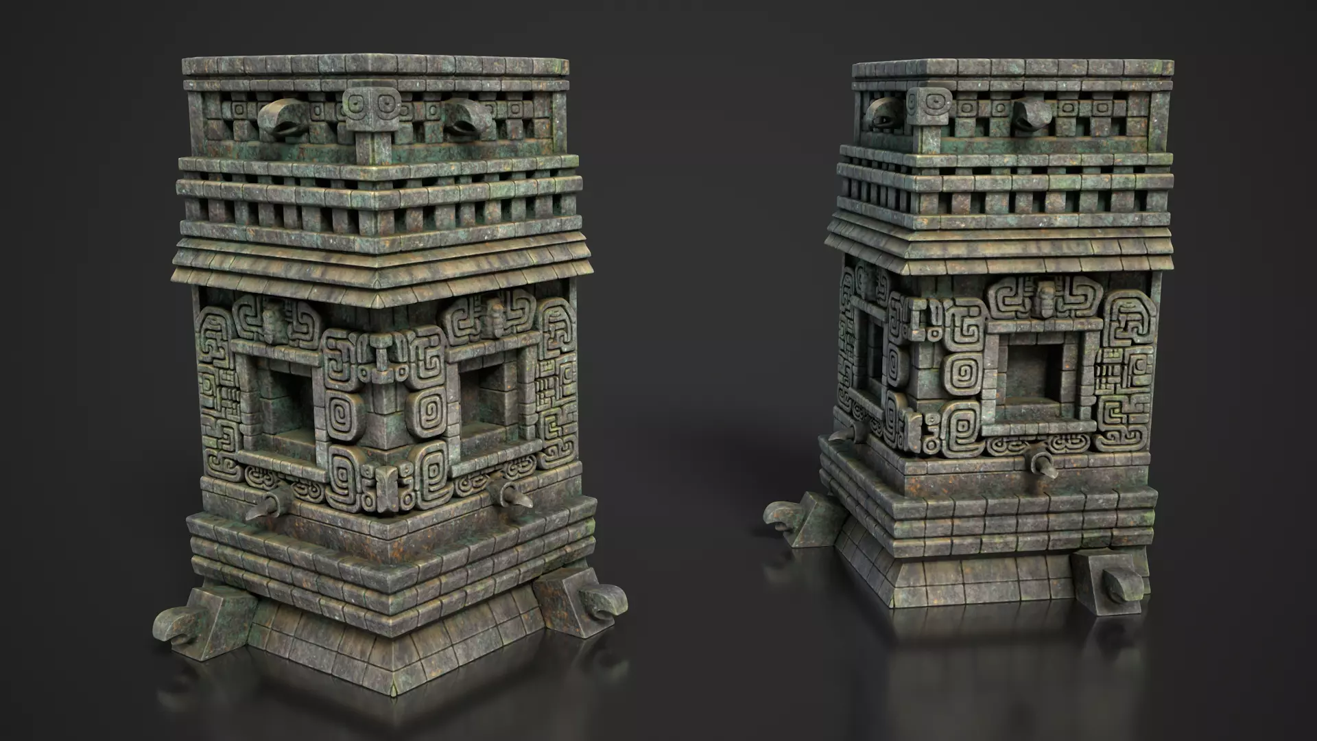 Mayan Temple Wall Modulars 03 250726 Low-poly 3D model_4