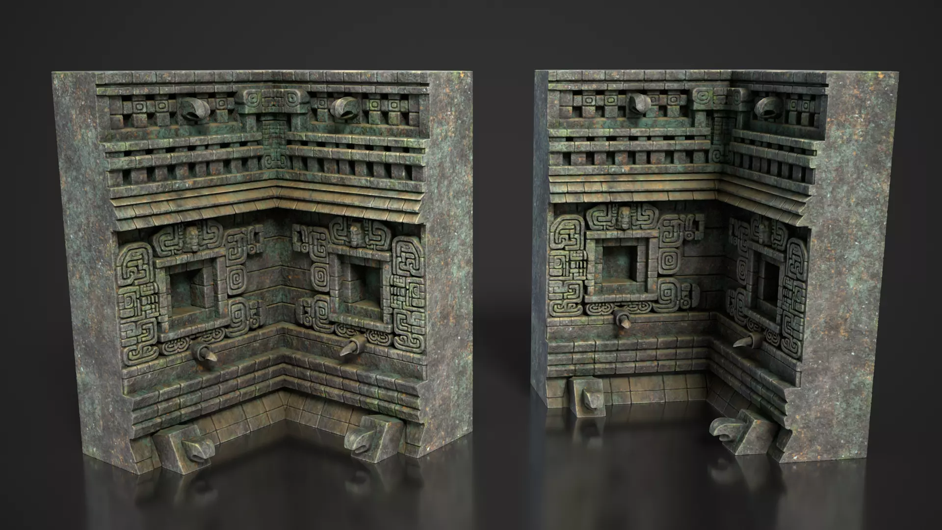 Mayan Temple Wall Modulars 03 250726 Low-poly 3D model_5