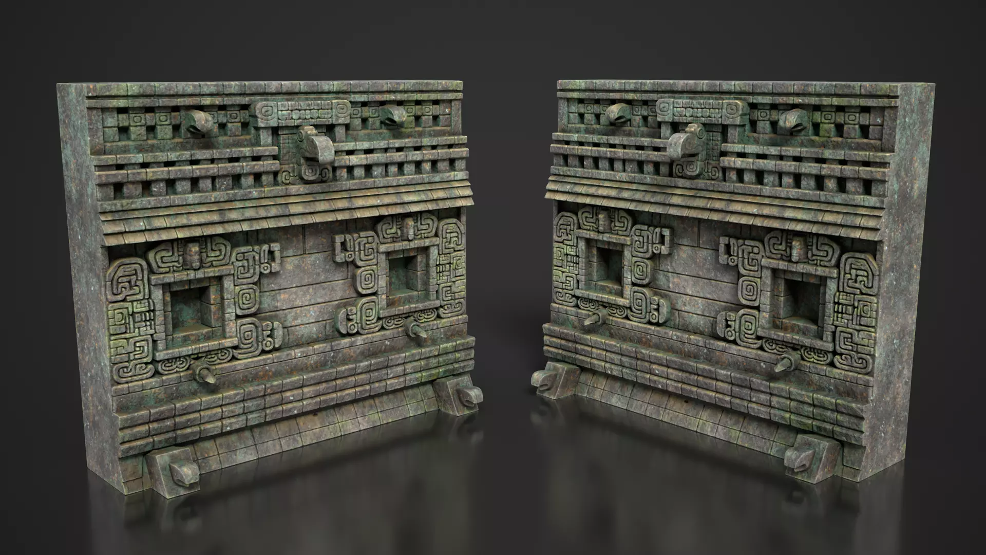 Mayan Temple Wall Modulars 03 250726 Low-poly 3D model_3