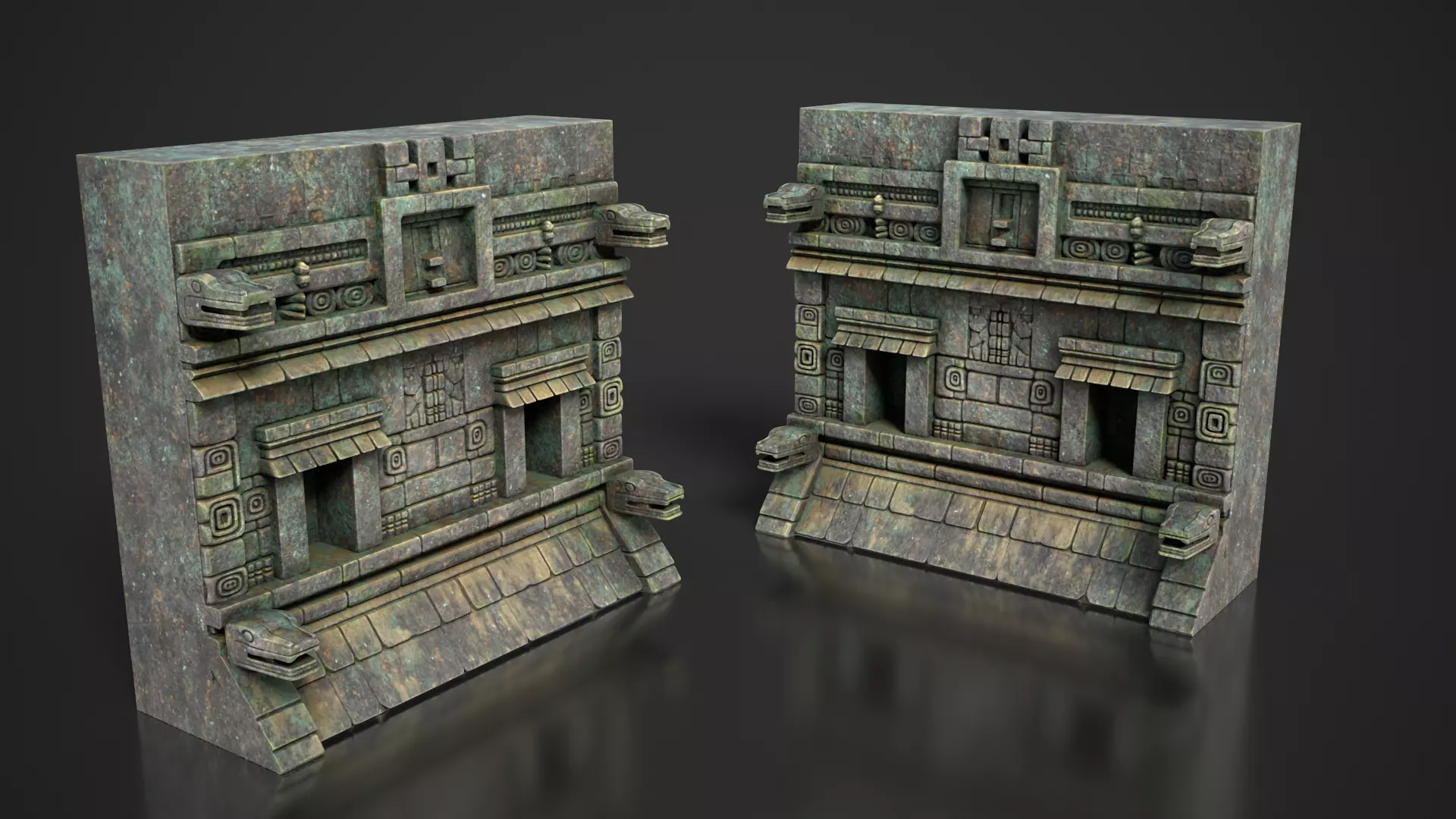 Mayan Temple Wall Modulars 02 250726 Low-poly 3D model_3