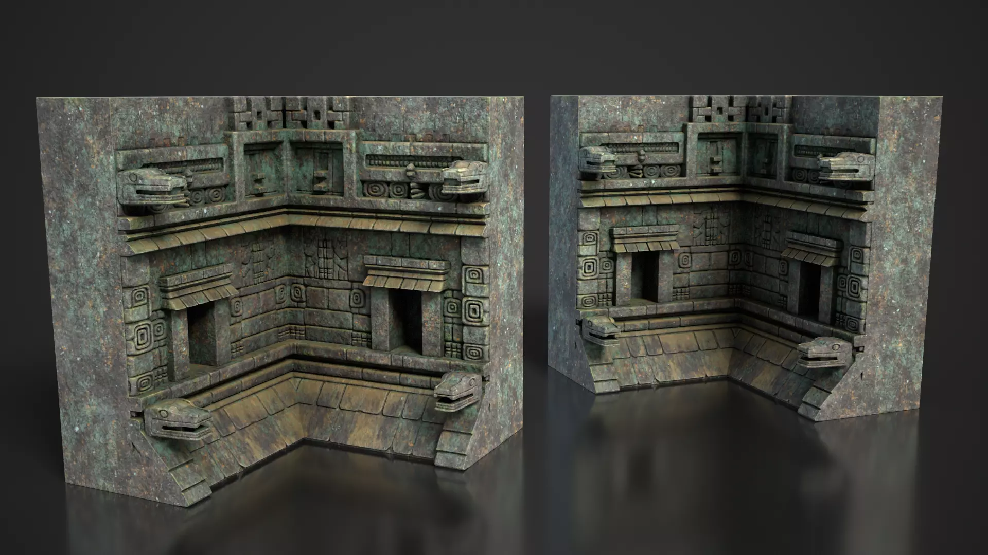 Mayan Temple Wall Modulars 02 250726 Low-poly 3D model_5