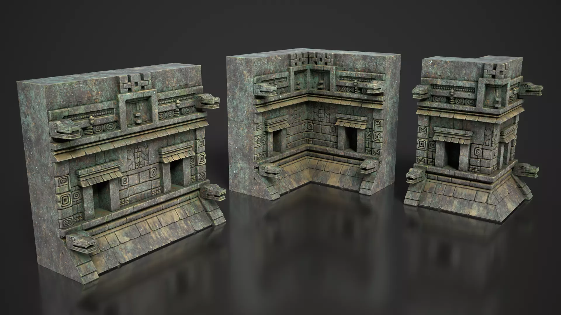 Mayan Temple Wall Modulars 02 250726 Low-poly 3D model_2