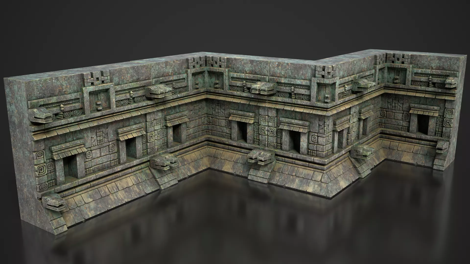 Mayan Temple Wall Modulars 02 250726 Low-poly 3D model_1