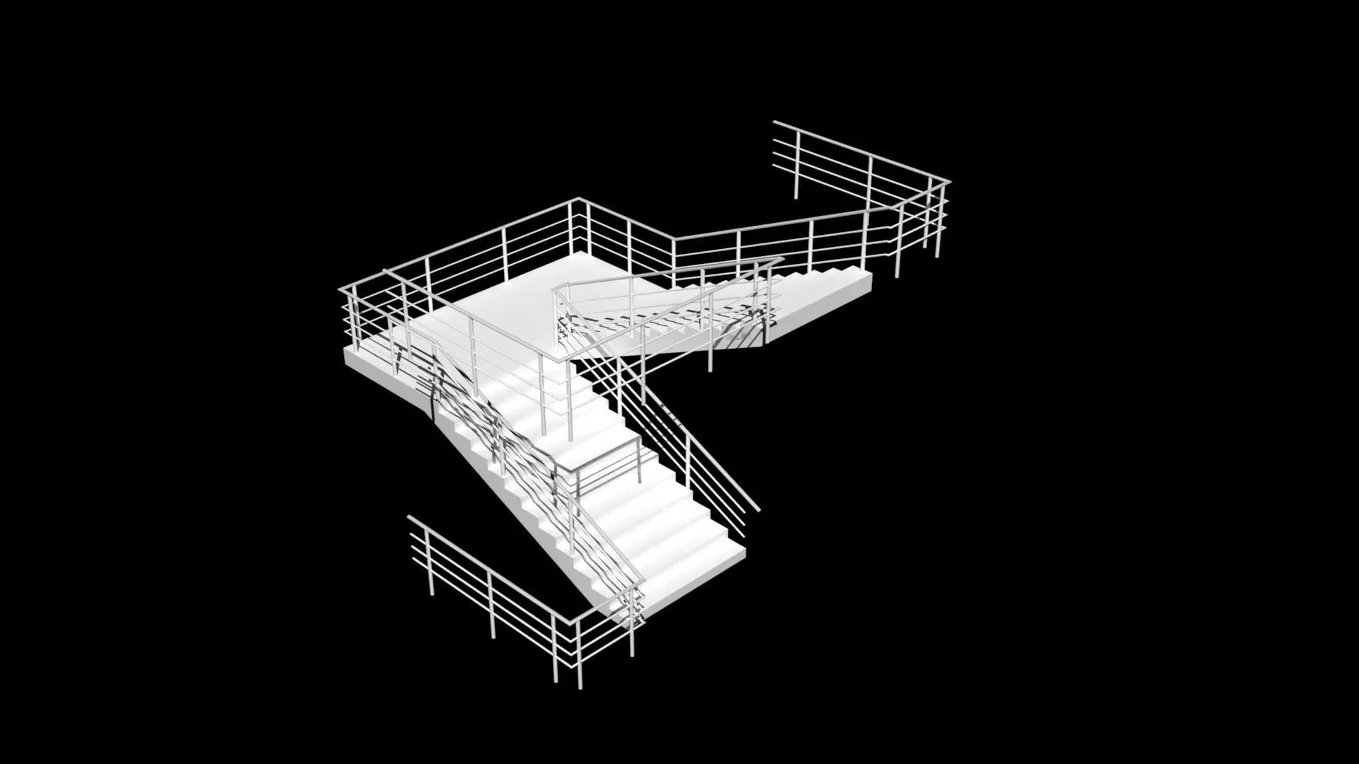 Modular Stairs Low-poly 3D model_0