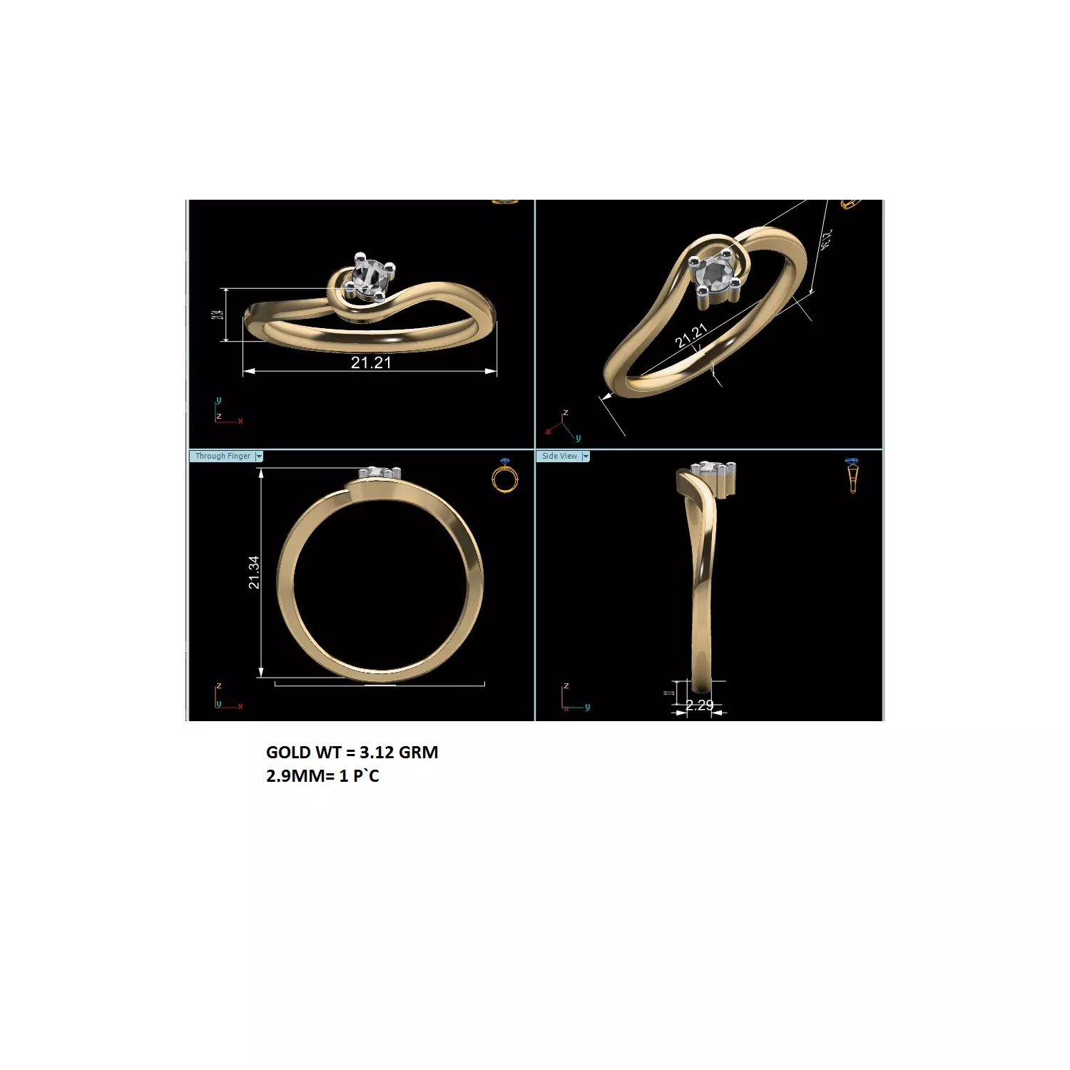 Women Ring Render 3dm STL MTL SLC JCD OBJ FBX Details 3D print model_24