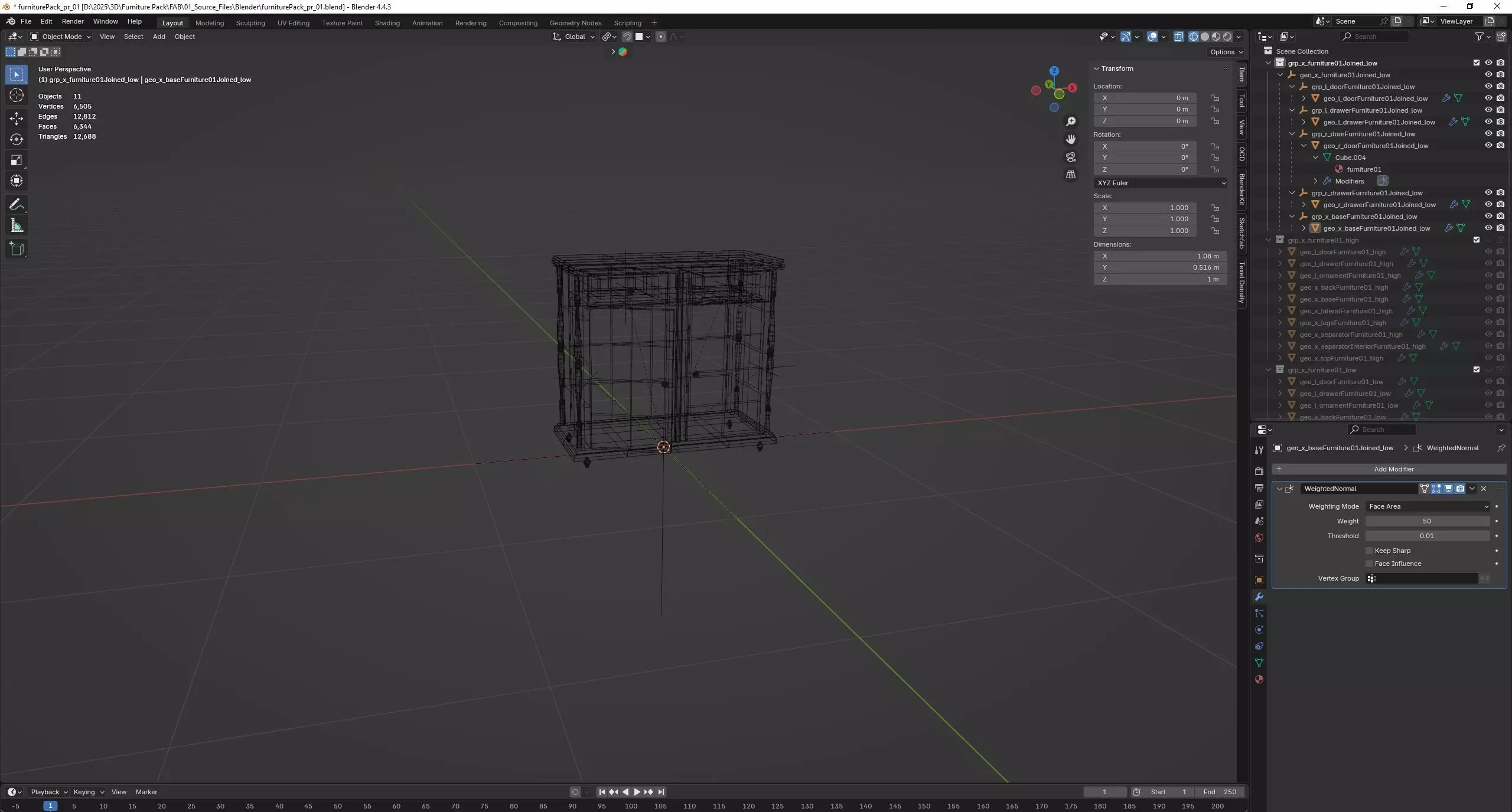 Painted Furniture Pack Low-poly 3D model_8