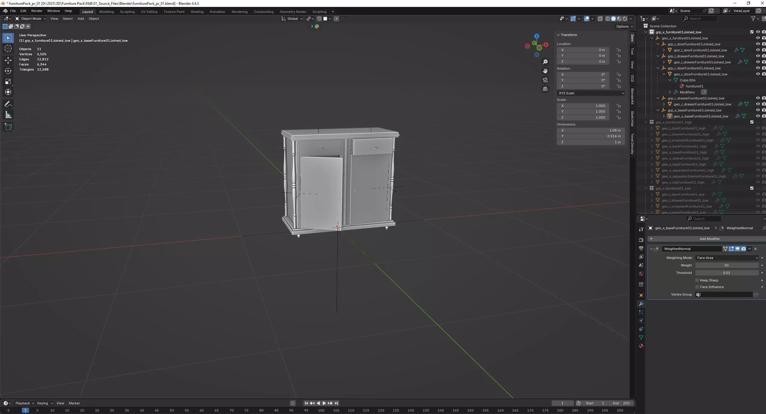 Painted Furniture Pack Low-poly 3D model_9