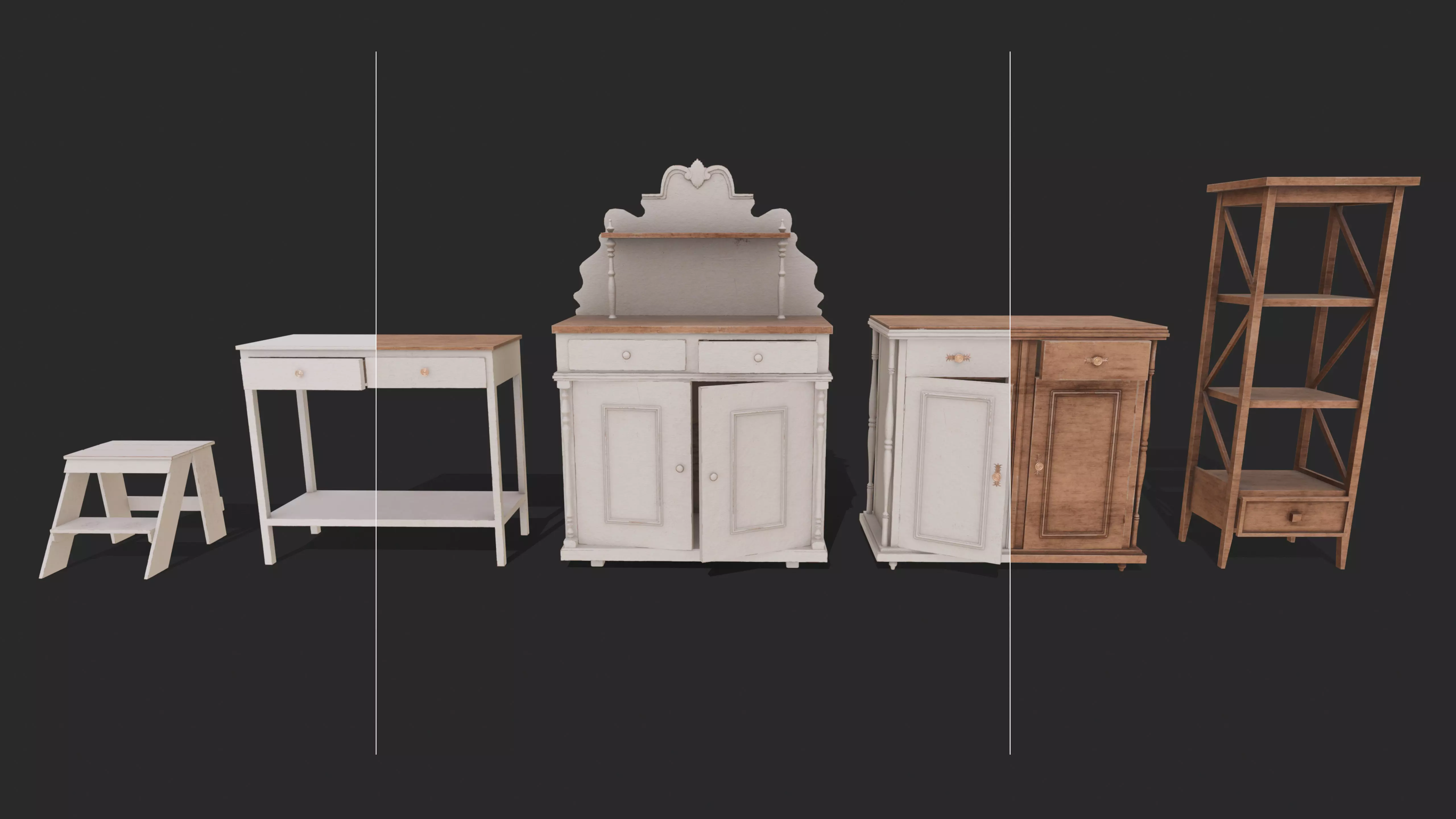 Painted Furniture Pack Low-poly 3D model_2