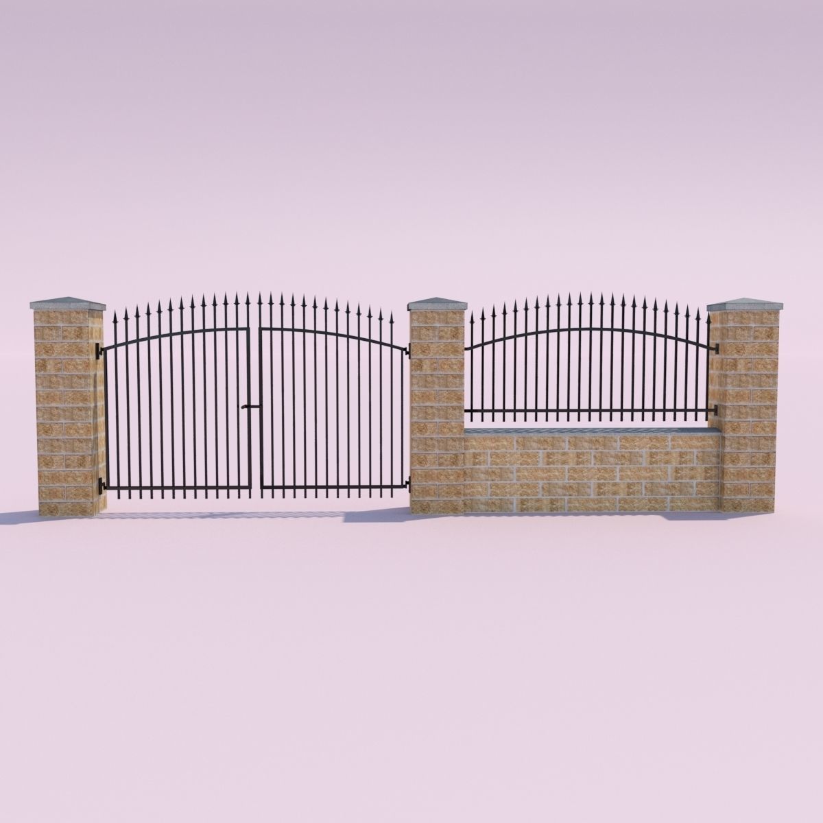 Forging Fence and Gate Low-poly 3D model_7