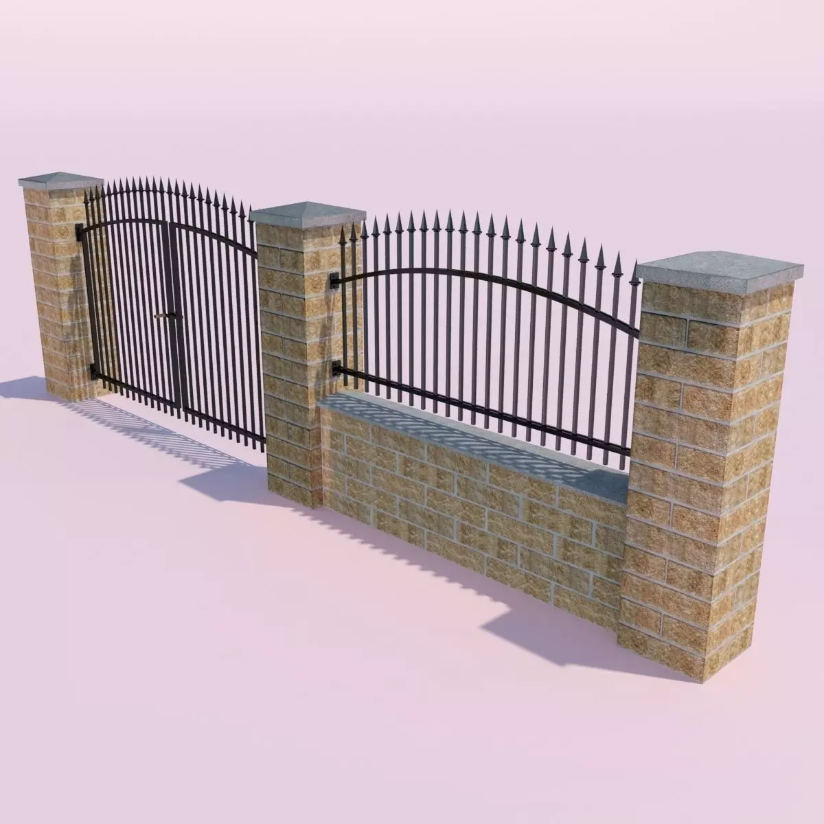 Forging Fence and Gate Low-poly 3D model_0