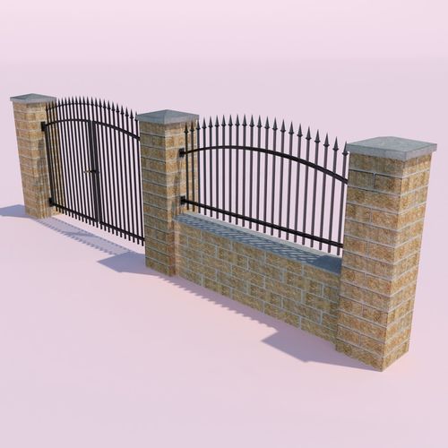 Forging Fence and Gate Low-poly 3D model