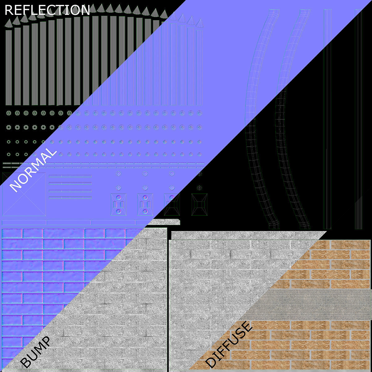 Forging Fence and Gate Low-poly 3D model_20
