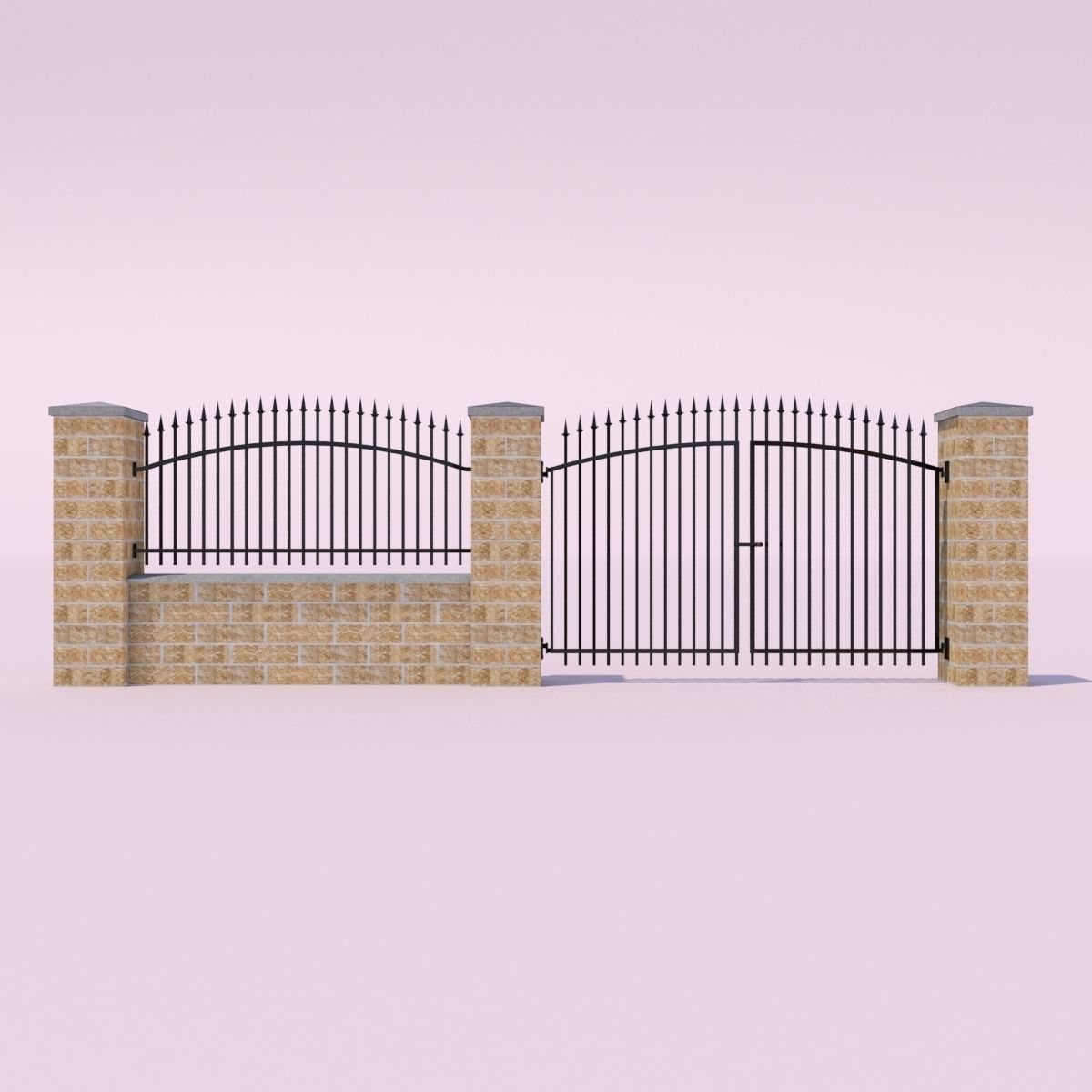 Forging Fence and Gate Low-poly 3D model_6