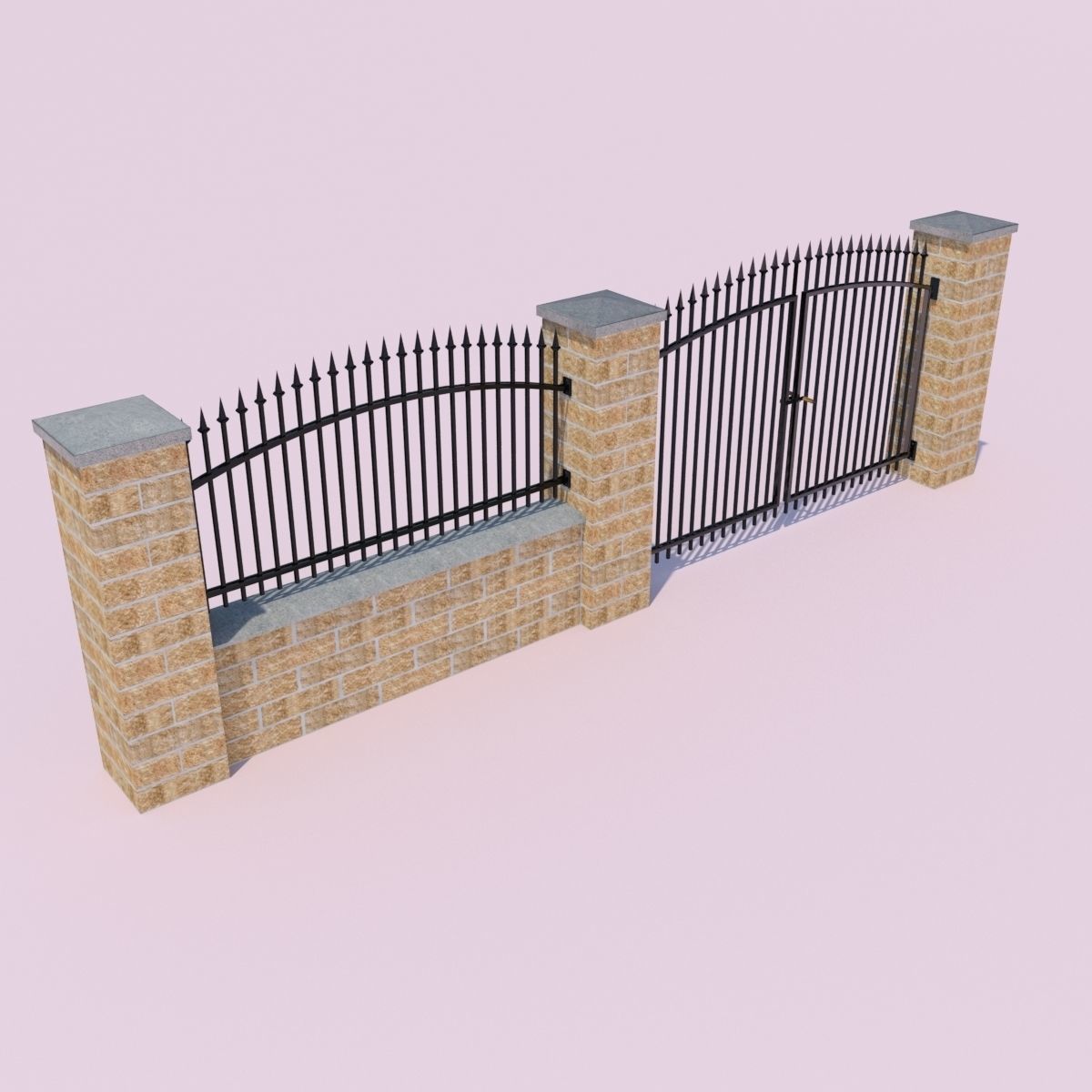 Forging Fence and Gate Low-poly 3D model_1
