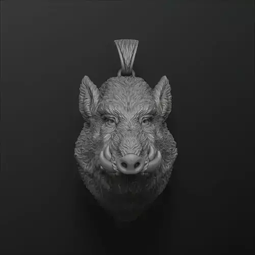 Wild Boar Pendant 3D print model