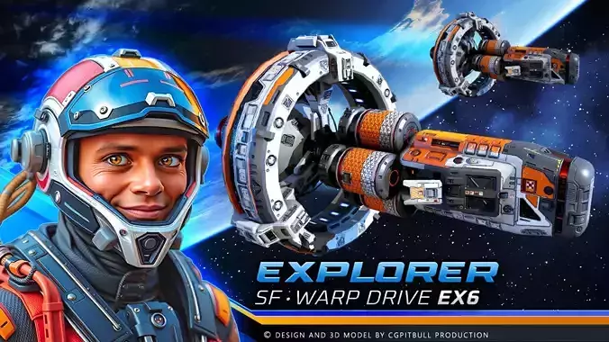 SF Warp Drive - EX6 Low-poly 3D model SF Warp Drive - EX6 Low-poly 3D model